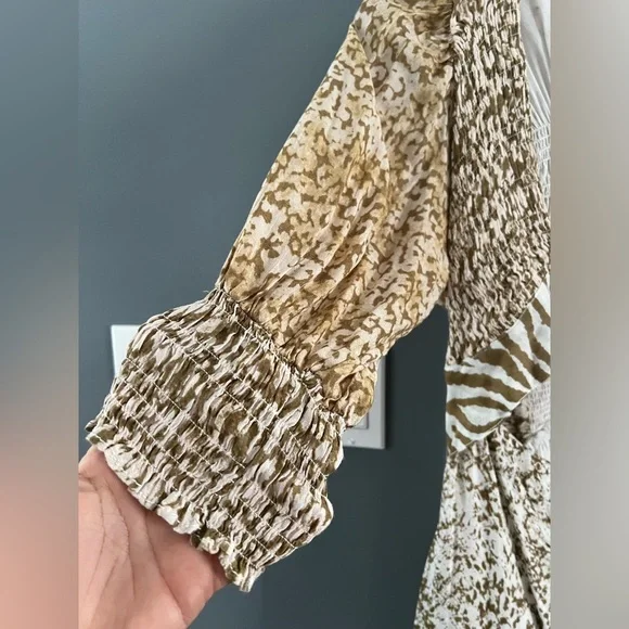 NWOT Free People Gold and Cream Maxi Dress - Picture 5 of 7